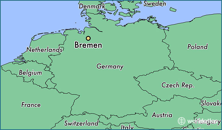 map showing the location of Bremen