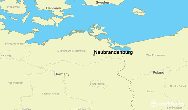 map showing the location of Neubrandenburg