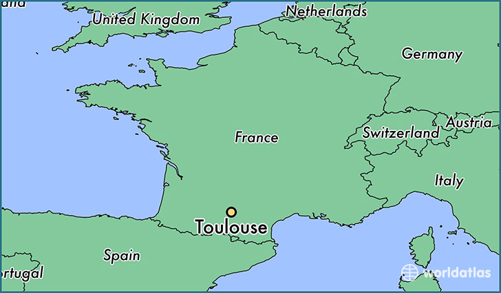 map showing the location of Toulouse