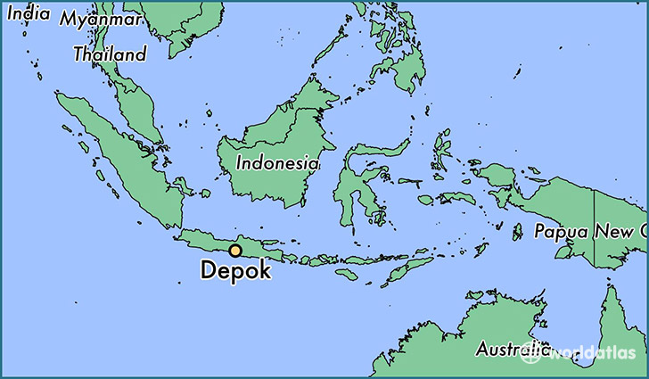 map showing the location of Depok