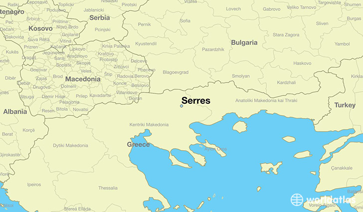 map showing the location of Serres
