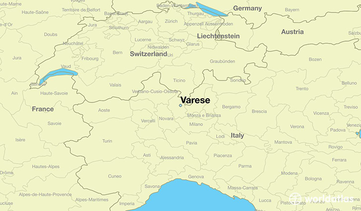 map showing the location of Varese