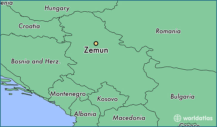 map showing the location of Zemun