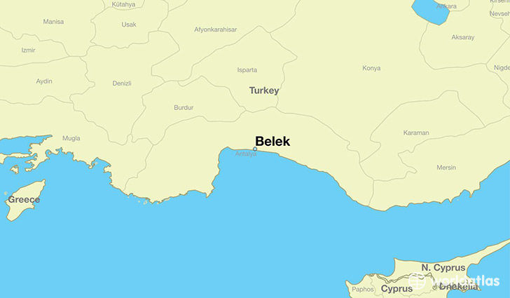 map showing the location of Belek