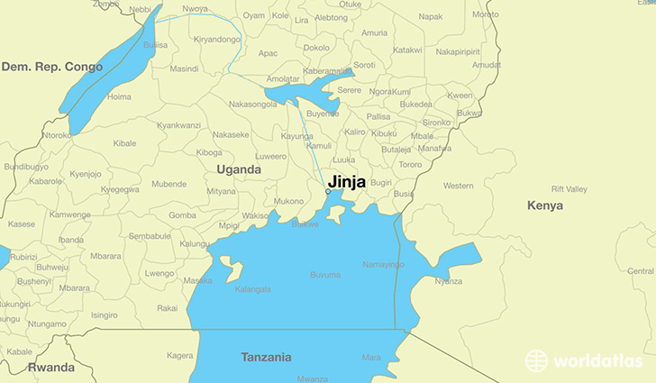 map showing the location of Jinja