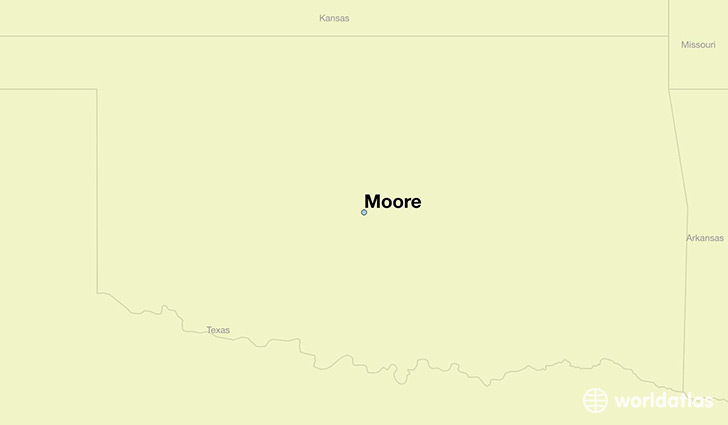 map showing the location of Moore