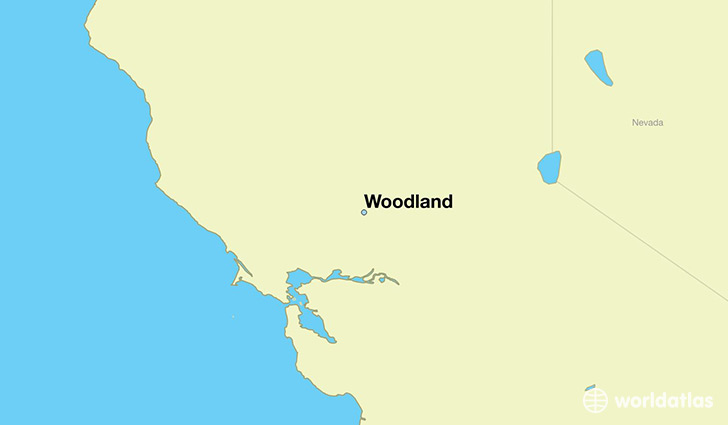 map showing the location of Woodland
