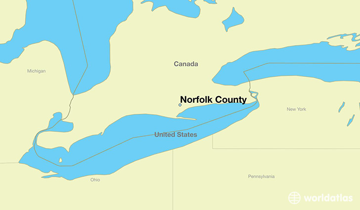 map showing the location of Norfolk County