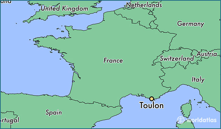 map showing the location of Toulon