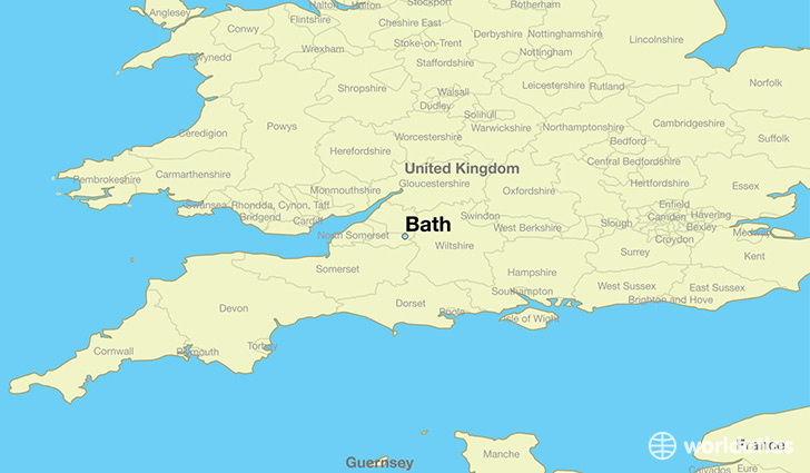 map showing the location of Bath