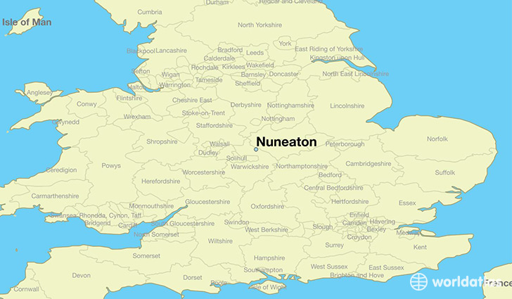 map showing the location of Nuneaton
