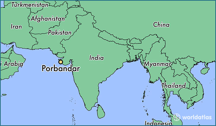map showing the location of Porbandar