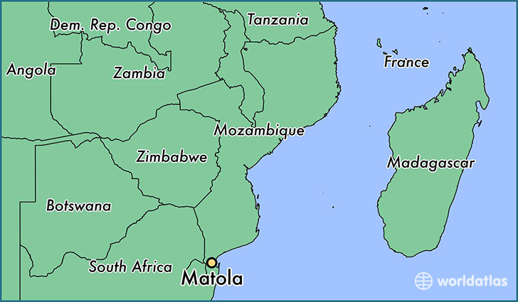map showing the location of Matola