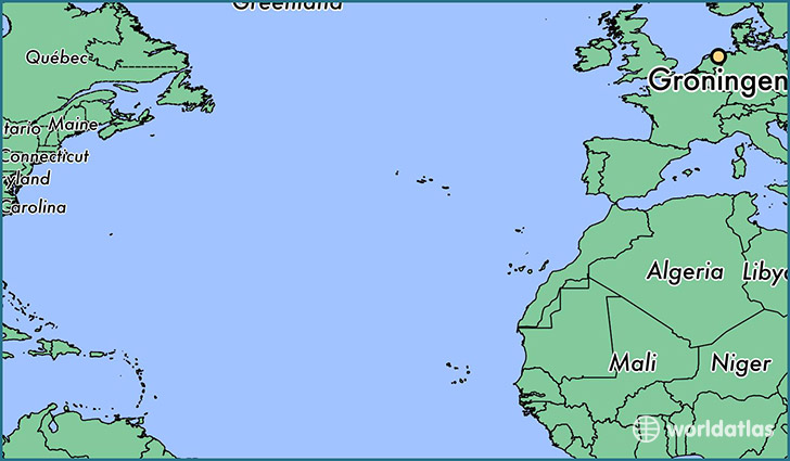 map showing the location of Groningen