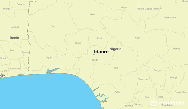 map showing the location of Idanre
