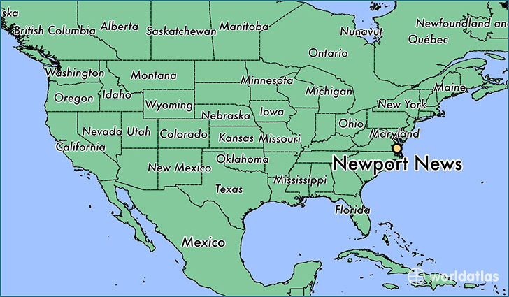map showing the location of Newport News