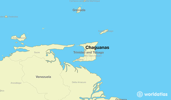 map showing the location of Chaguanas