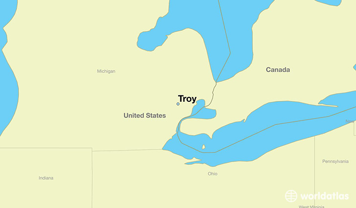 map showing the location of Troy
