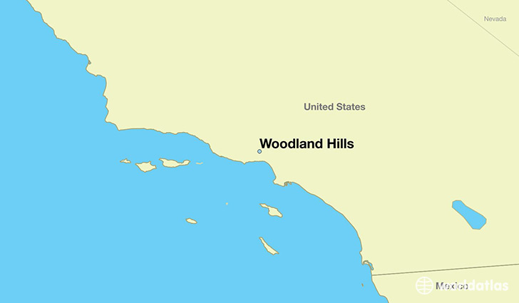 map showing the location of Woodland Hills