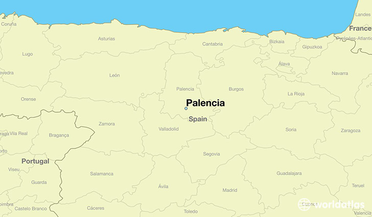 map showing the location of Palencia