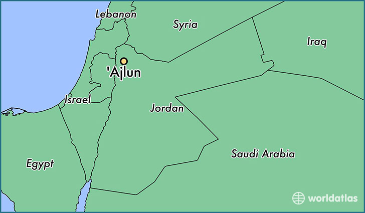 map showing the location of 'Ajlun