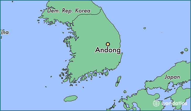 map showing the location of Andong