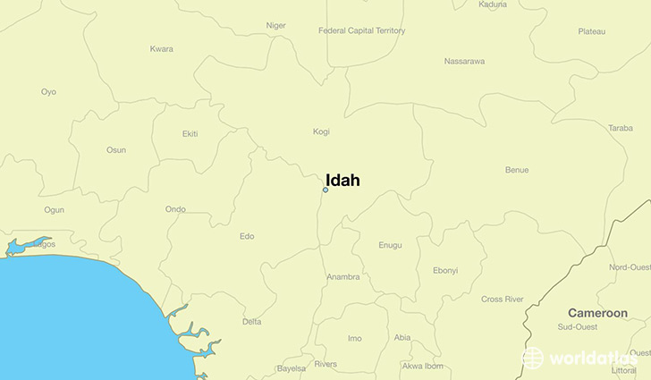 map showing the location of Idah