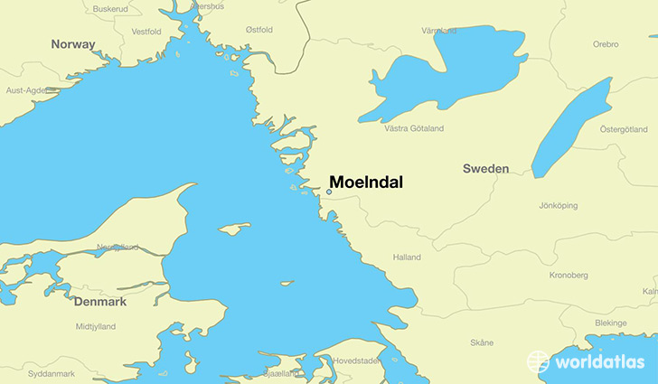 map showing the location of Moelndal