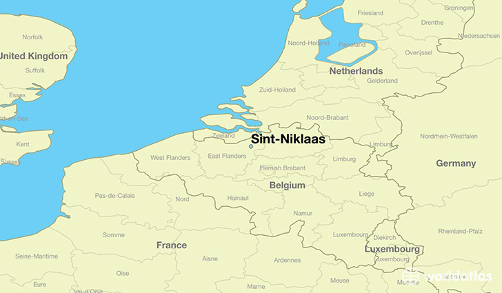 map showing the location of Sint-Niklaas