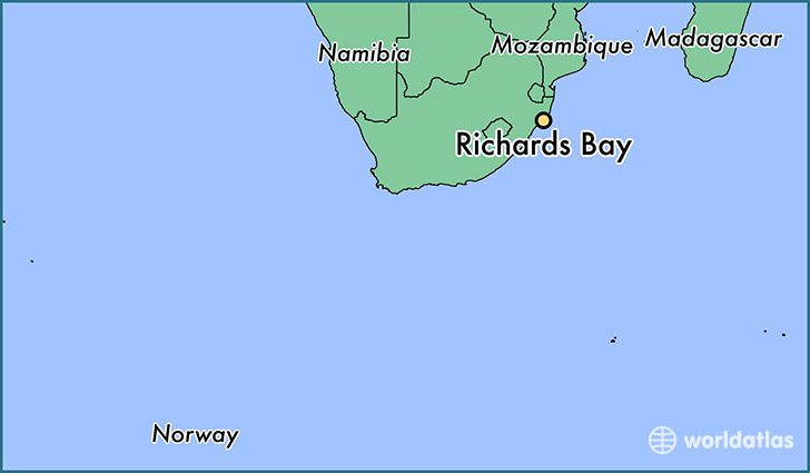 map showing the location of Richards Bay