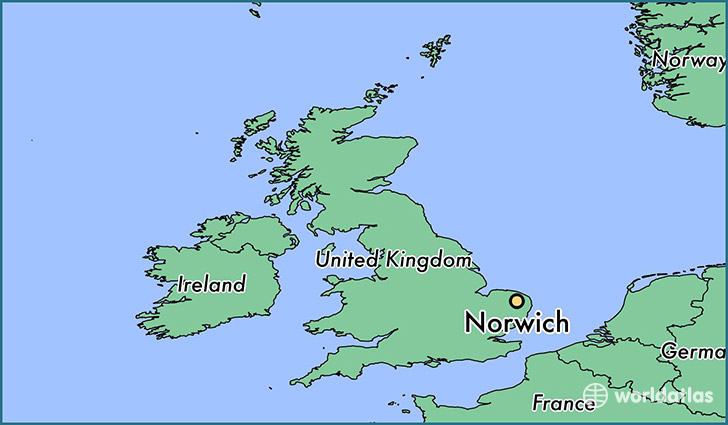 map showing the location of Norwich