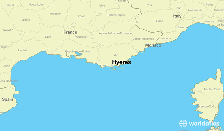 map showing the location of Hyeres