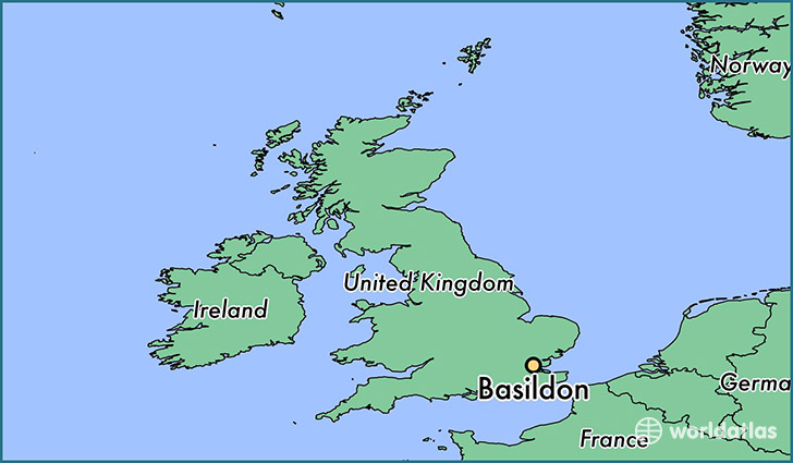 map showing the location of Basildon