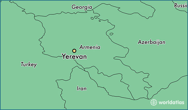 map showing the location of Yerevan