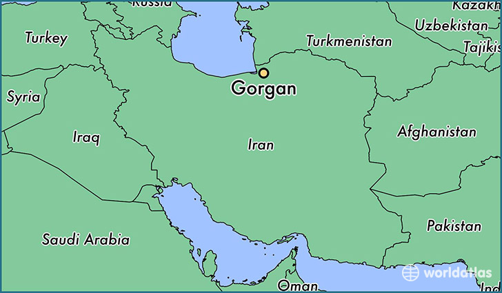 map showing the location of Gorgan
