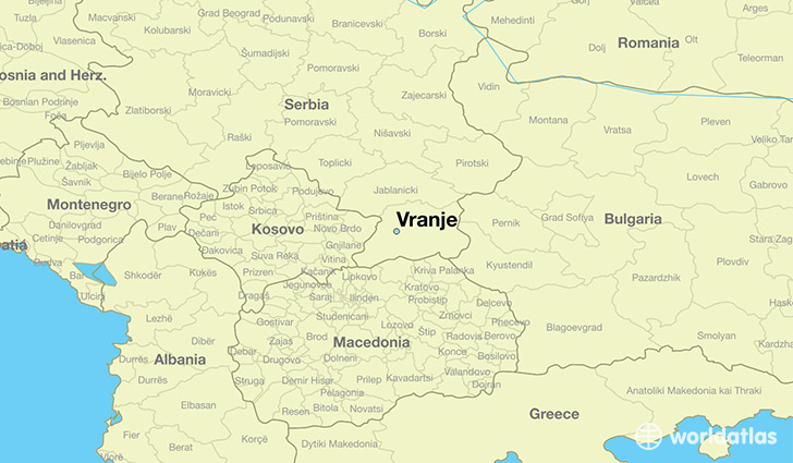 map showing the location of Vranje