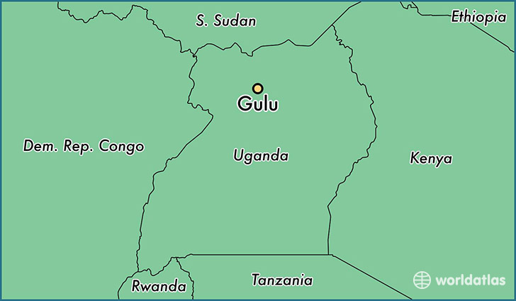 map showing the location of Gulu