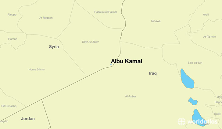 map showing the location of Albu Kamal