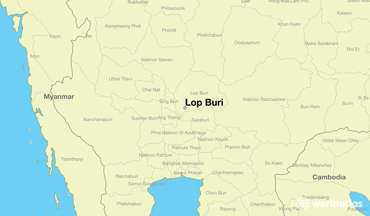 map showing the location of Lop Buri