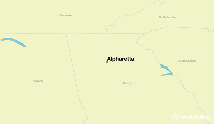 map showing the location of Alpharetta
