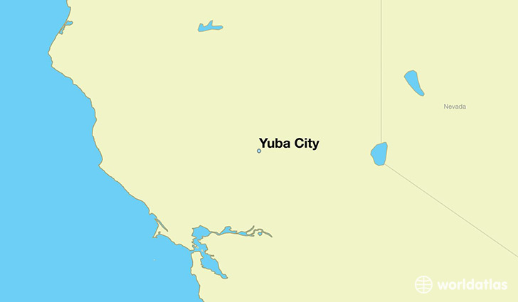 map showing the location of Yuba City