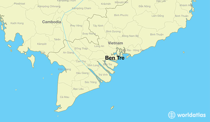 map showing the location of Ben Tre