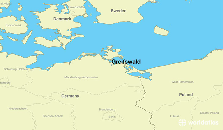 map showing the location of Greifswald