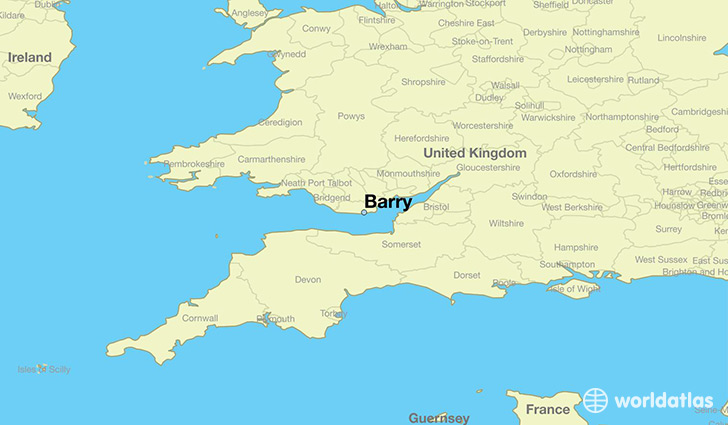 map showing the location of Barry