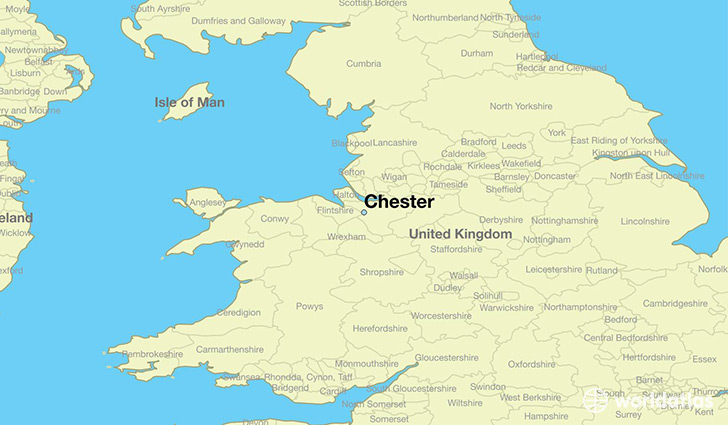 map showing the location of Chester