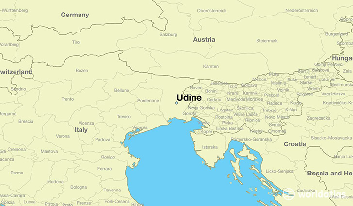 map showing the location of Udine
