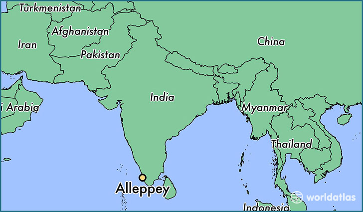map showing the location of Alleppey
