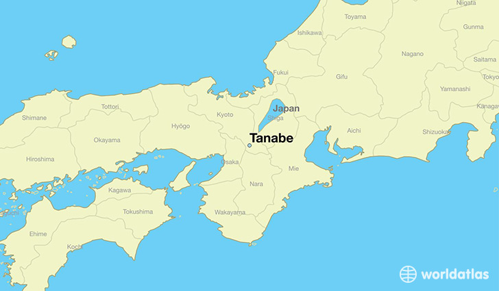 map showing the location of Tanabe