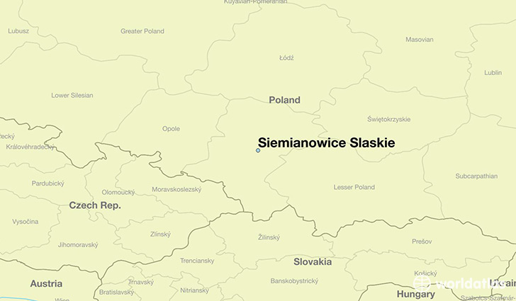 map showing the location of Siemianowice Slaskie
