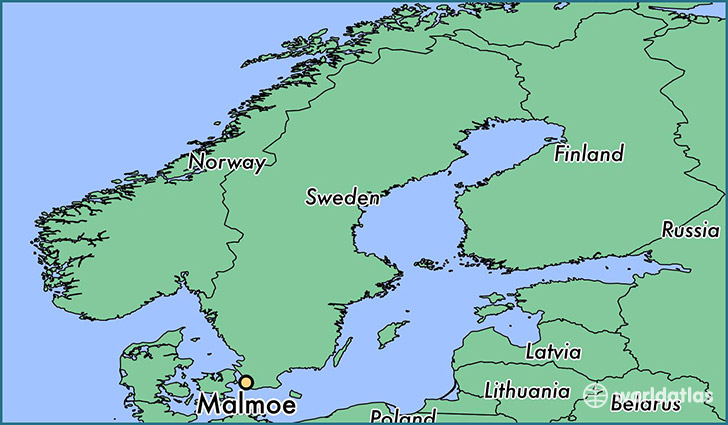 map showing the location of Malmoe